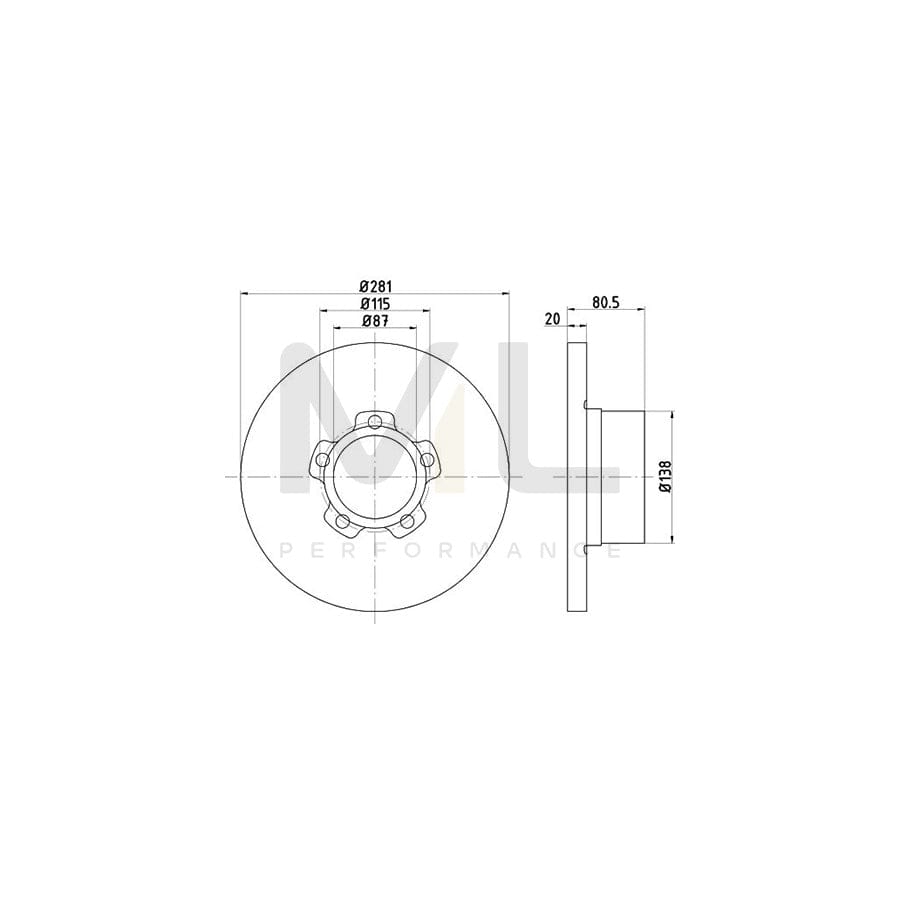 TEXTAR 92012600 Brake Disc for VW LT Solid, without wheel hub - 1 piece