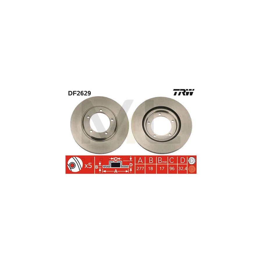 TRW DF2629 Brake Disc Vented - 1 piece