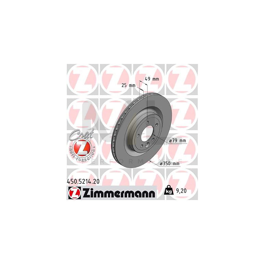 ZIMMERMANN COAT Z 450.5214.20 Brake Disc Internally Vented, Coated, High-carbon - 1 piece