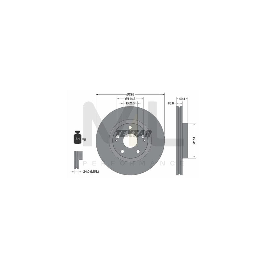 TEXTAR 92168000 Brake Disc Internally Vented, without wheel hub, without wheel studs - 1 piece