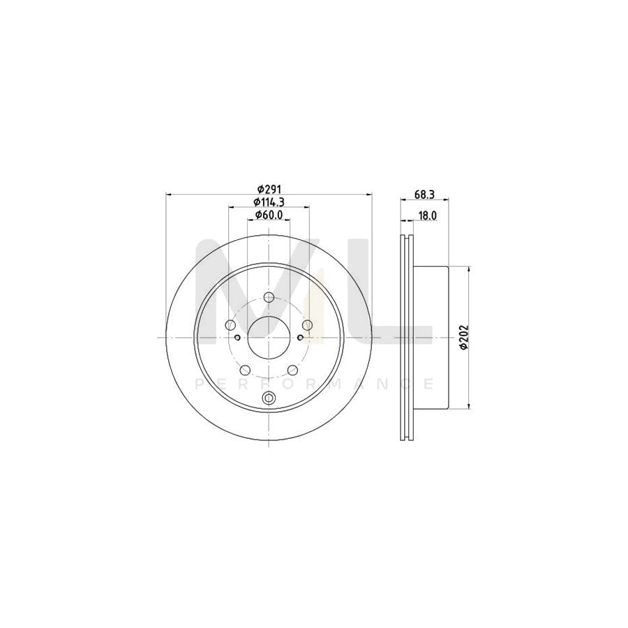 HELLA 8DD 355 105-421 Brake Disc Internally Vented, without wheel hub, without wheel studs | ML Performance Car Parts