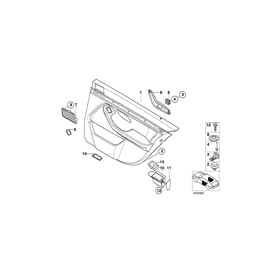 Genuine BMW 51427140126 E39 Door Trim Panel, Rear, Right SCHWARZ (Inc. 530i, 540i & 535i)