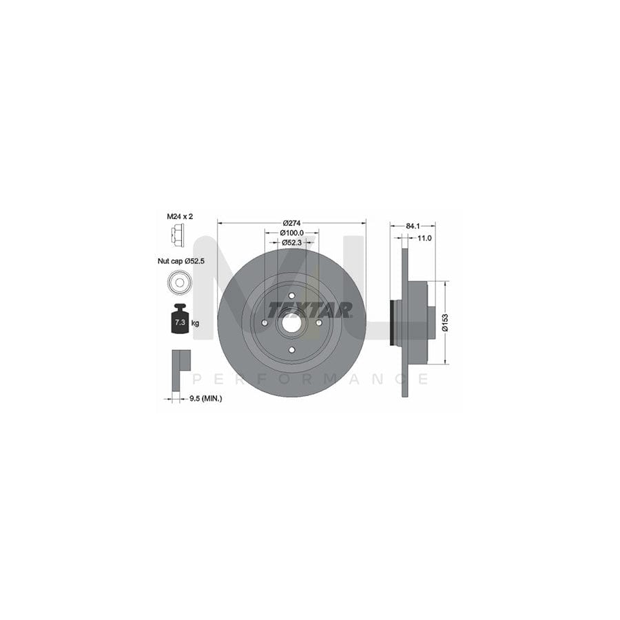TEXTAR 92223200 Brake Disc Solid, with integrated magnetic sensor ring, with wheel bearing - 1 piece