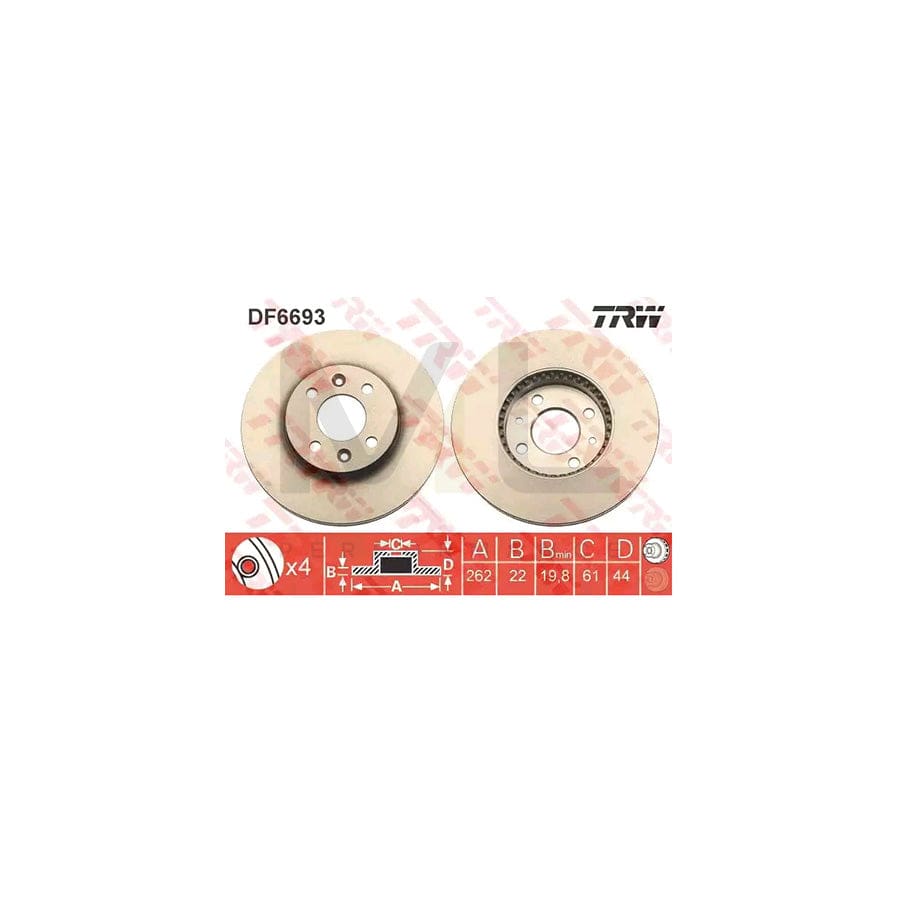 TRW DF6693 Brake Disc for RENAULT Megane Scenic (JA) Vented, Painted - 1 piece