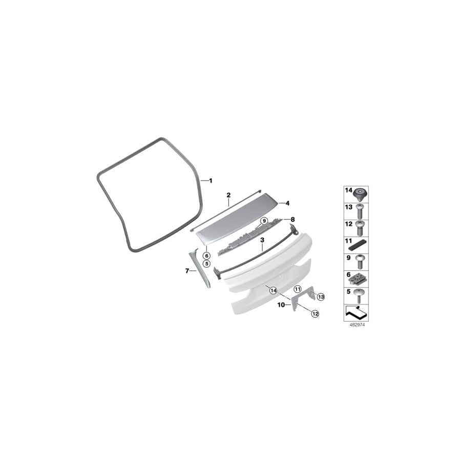 Genuine BMW 51627425435 G31 Cover Panel For Spoiler Center (Inc. 520i, 525d & 520d)