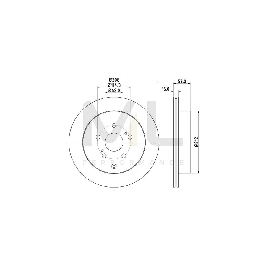HELLA 8DD 355 116-781 Brake Disc Internally Vented, without wheel hub, without wheel studs | ML Performance Car Parts
