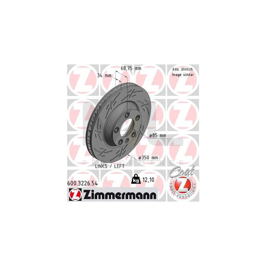 ZIMMERMANN BLACK Z 600.3226.54 Brake Disc Internally Vented, Slotted, Coated, High-carbon