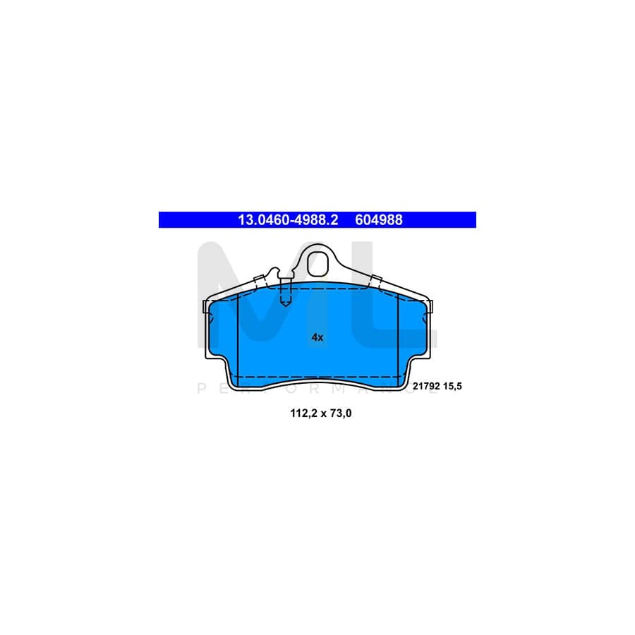 ATE 13.0460-4988.2 Brake pad set excl. wear warning contact, prepared for wear indicator