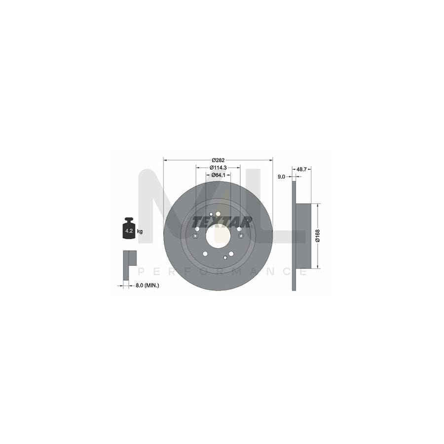 TEXTAR 92301603 Brake Disc Solid, Coated, without wheel hub - 1 piece