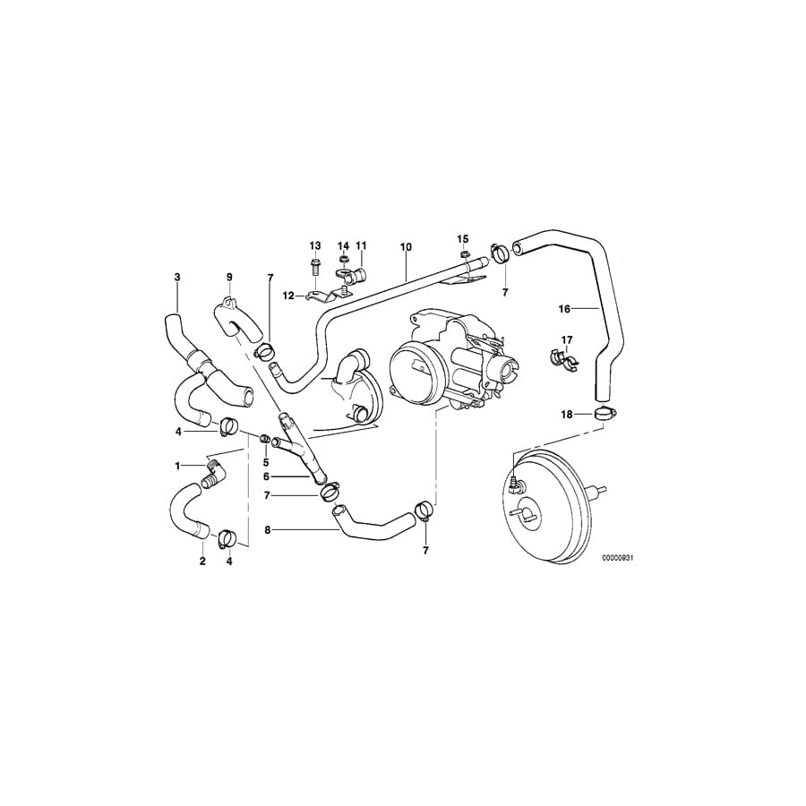 Genuine BMW 11611741396 E39 E38 Pipe Clamp (Inc. 740i, 730i & 540iP)