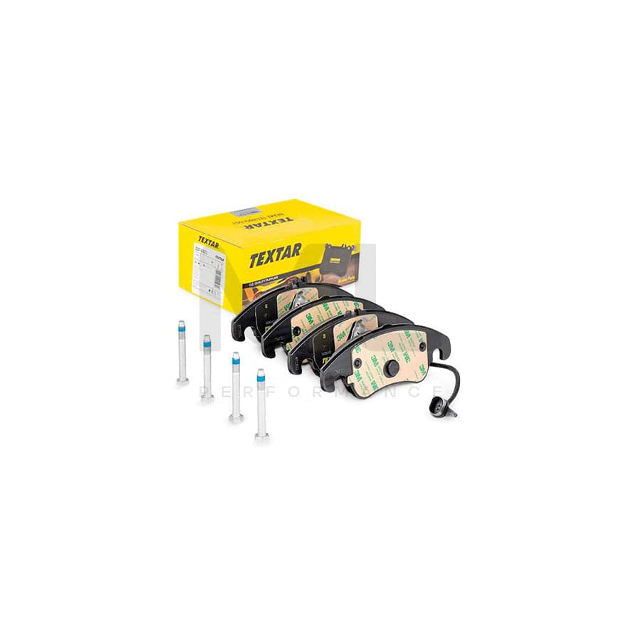 TEXTAR 2474301 Brake pad set incl. wear warning contact, with brake caliper screws