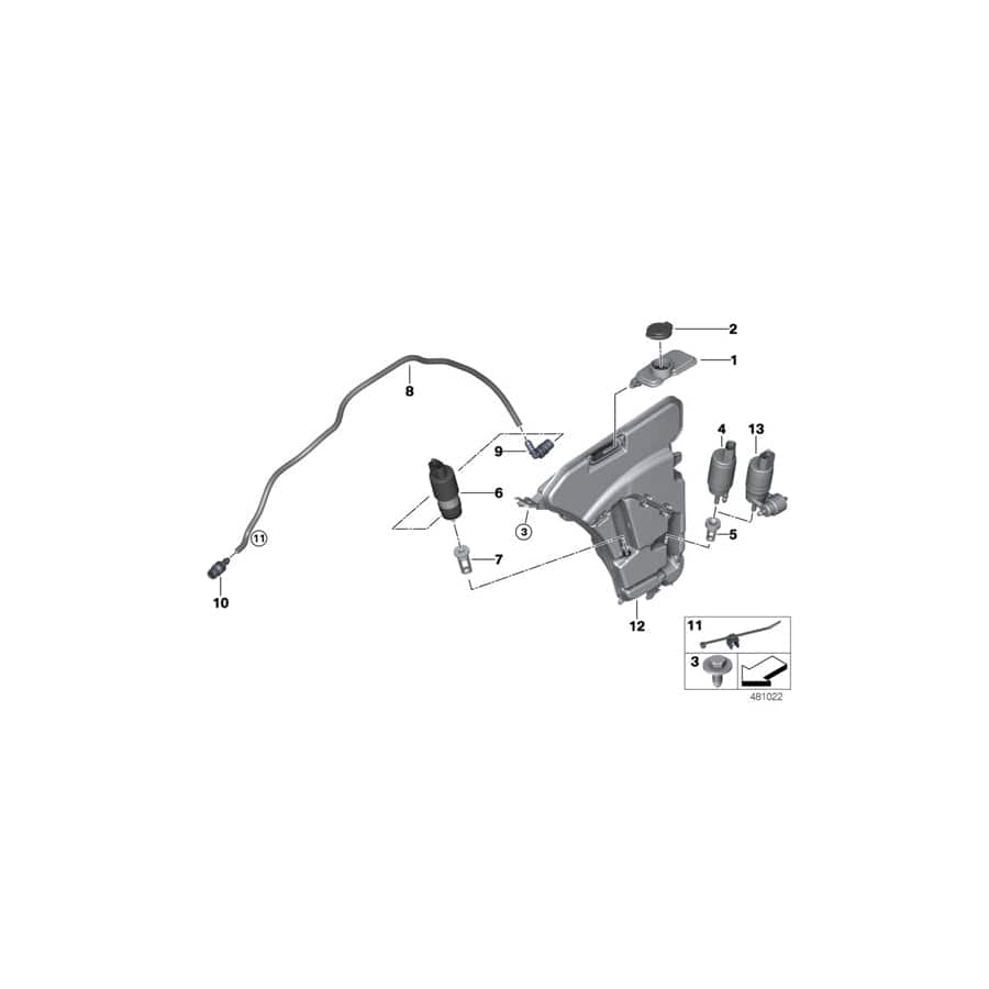 Genuine BMW 61667357287 G12 G11 Filler Pipe For Wash Container (Inc. 530i, 525d & 740LeX)