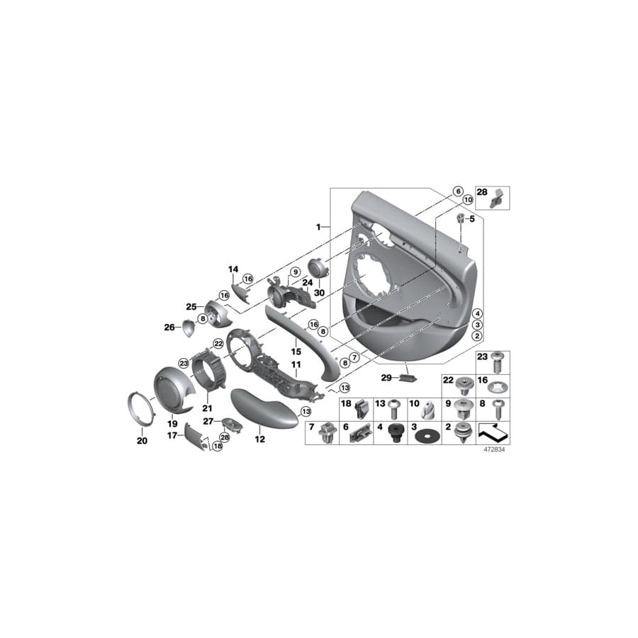 Genuine BMW Mini 51427381256 F55 Cover For Speaker, Metal, Rear Right SCHWARZ (Inc. Cooper, One First & Cooper S)