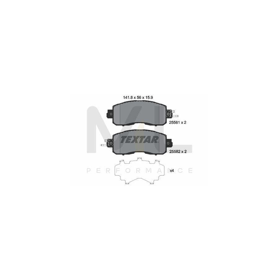 TEXTAR 2558101 Brake pad set with integrated wear warning contact, with accessories