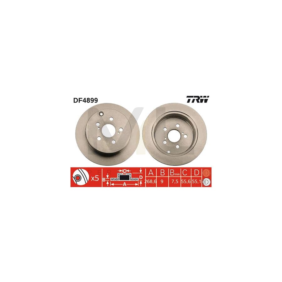 TRW DF4899 Brake Disc Solid, Painted - 1 piece