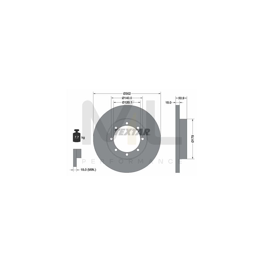 TEXTAR 92230800 Brake Disc Solid, without wheel hub, without wheel studs - 1 piece