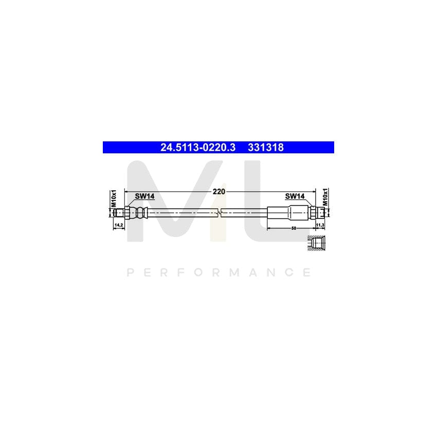ATE 24.5113-0220.3 Brake Hose 215mm, M10x1