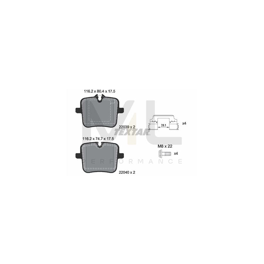 TEXTAR 2203901 Brake pad set prepared for wear indicator, with brake caliper screws, with accessories