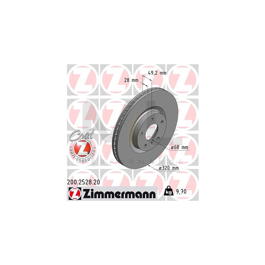 ZIMMERMANN COAT Z 200.2528.20 Brake Disc Internally Vented, Coated - 1 piece