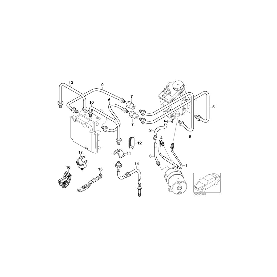 Genuine BMW 34536772623 E65 E67 E66 Pipeline With Pressure Hose M10/M12 (Inc. 745LiS, 760i & 750Li)