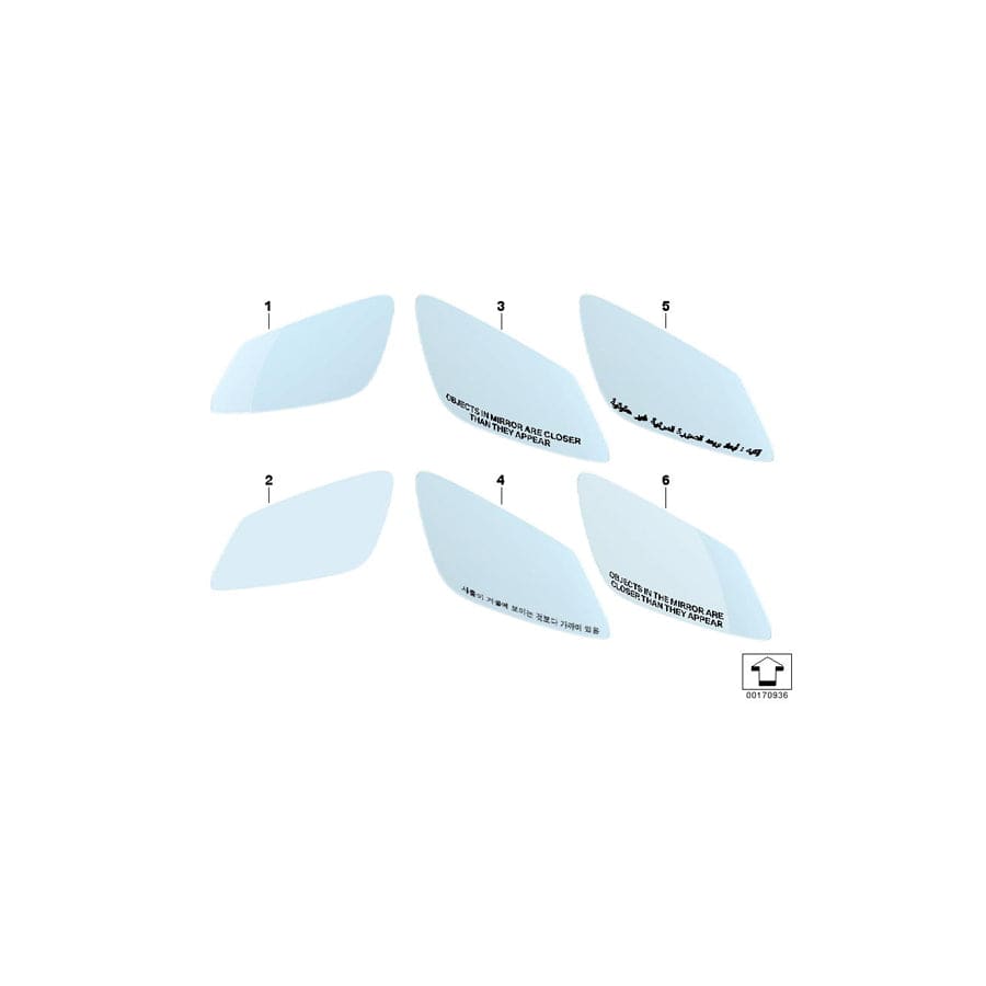Genuine BMW 51167476345 F12 F13 F06 Mirror Glas, Heated, Wide-Angle, Left EC (Inc. 650i, 650iX & 640i)