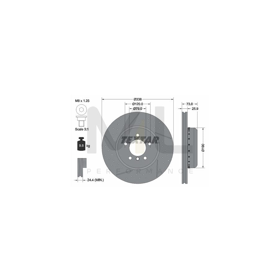 TEXTAR PRO+ 92266925 Brake Disc Internally Vented, Perforated, Slotted, Two-piece brake disc, Coated, High-carbon, with bolts/screws, without wheel hub, without wheel studs - 1 piece