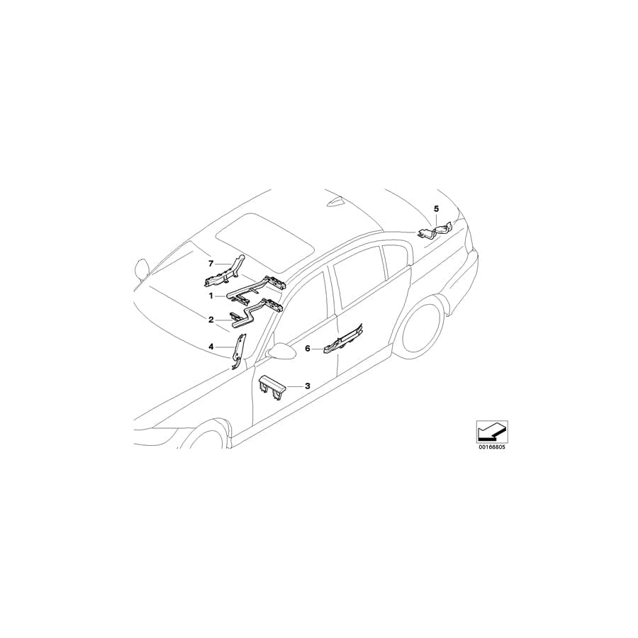 Genuine BMW 61136937111 E90 E91 Wiring Duct A-Pillar, Left (Inc. 330d, 328xi & 316d)