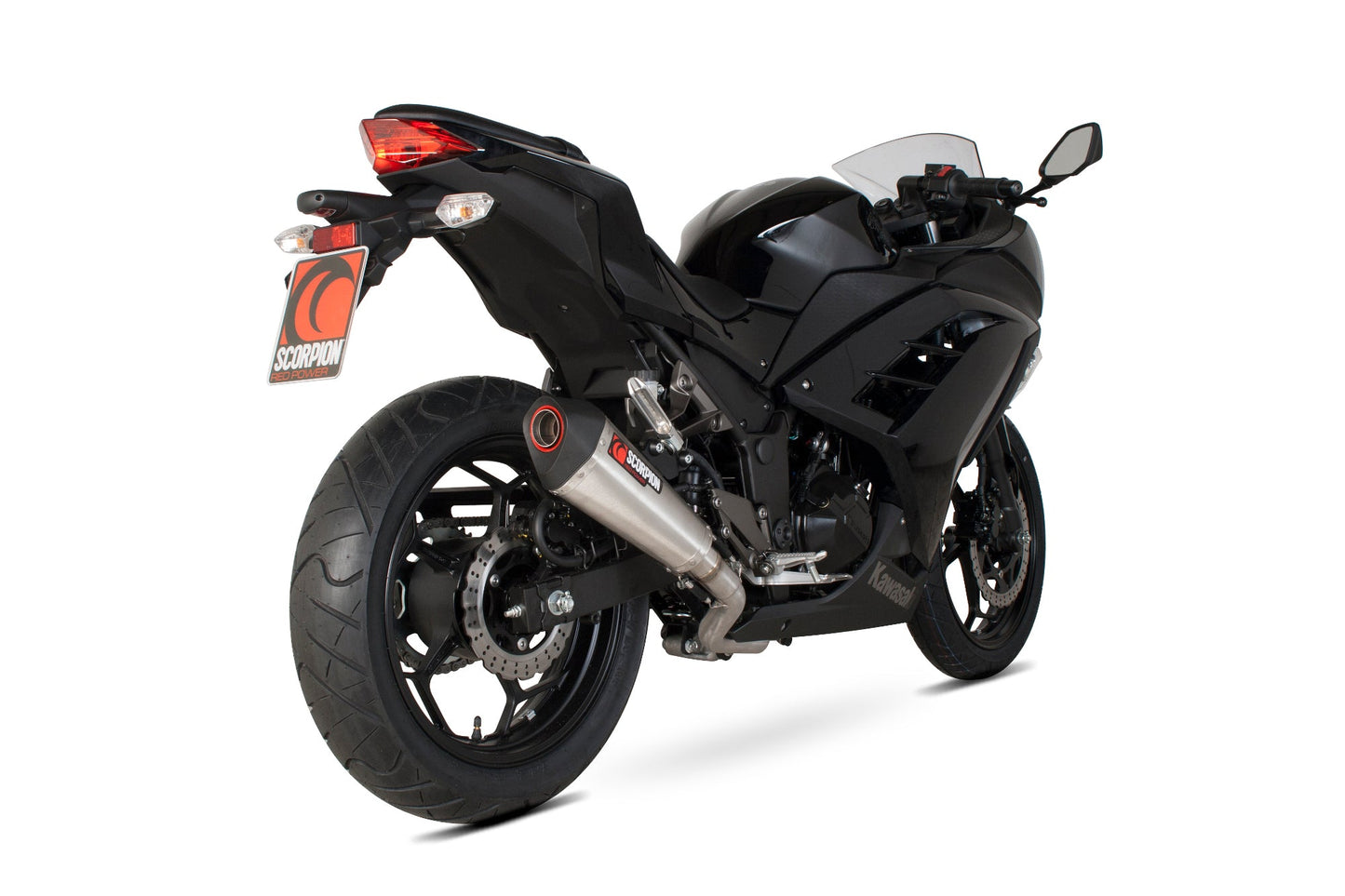 Scorpion RKA96SYSSEO Kawasaki Serket Taper Full System - Brushed Stainless Steel Sleeve (Ninja 300 / Z300) | ML Performance UK UK