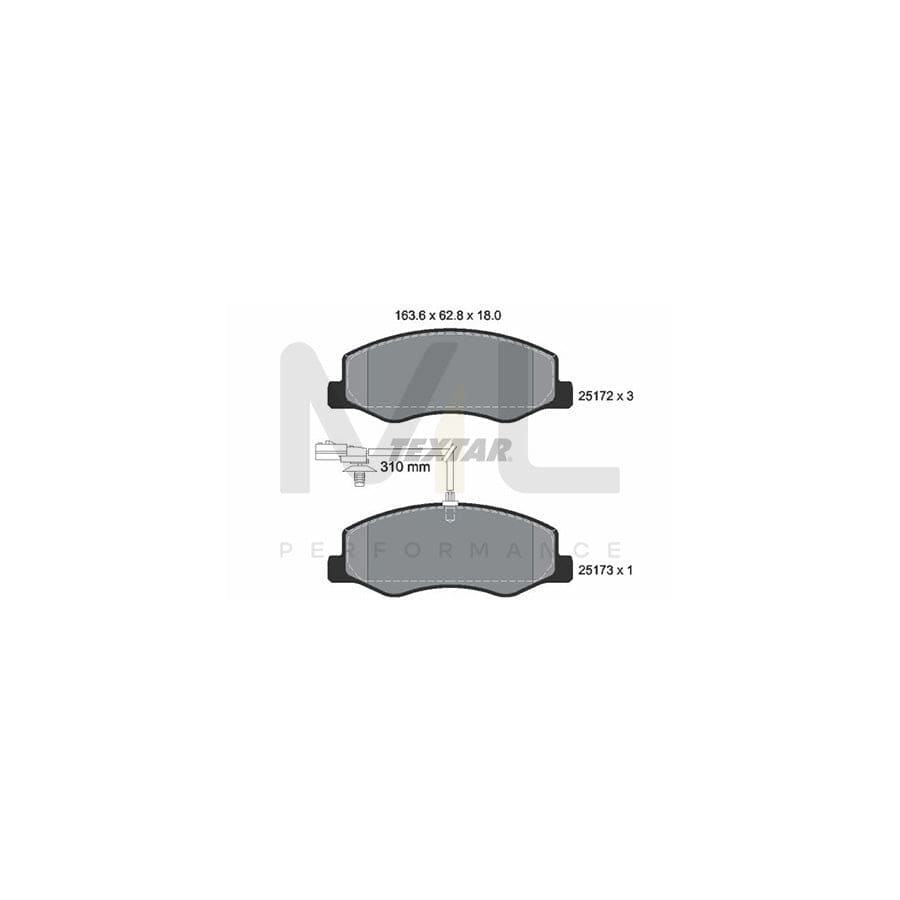 TEXTAR 2517201 Brake pad set with integrated wear warning contact