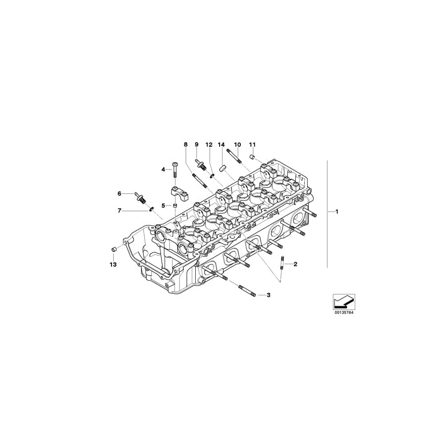 Genuine BMW 11127833881 E64 E63 E61 Cylinder Head Zyl. 6-10 (Inc. M5 & M6)