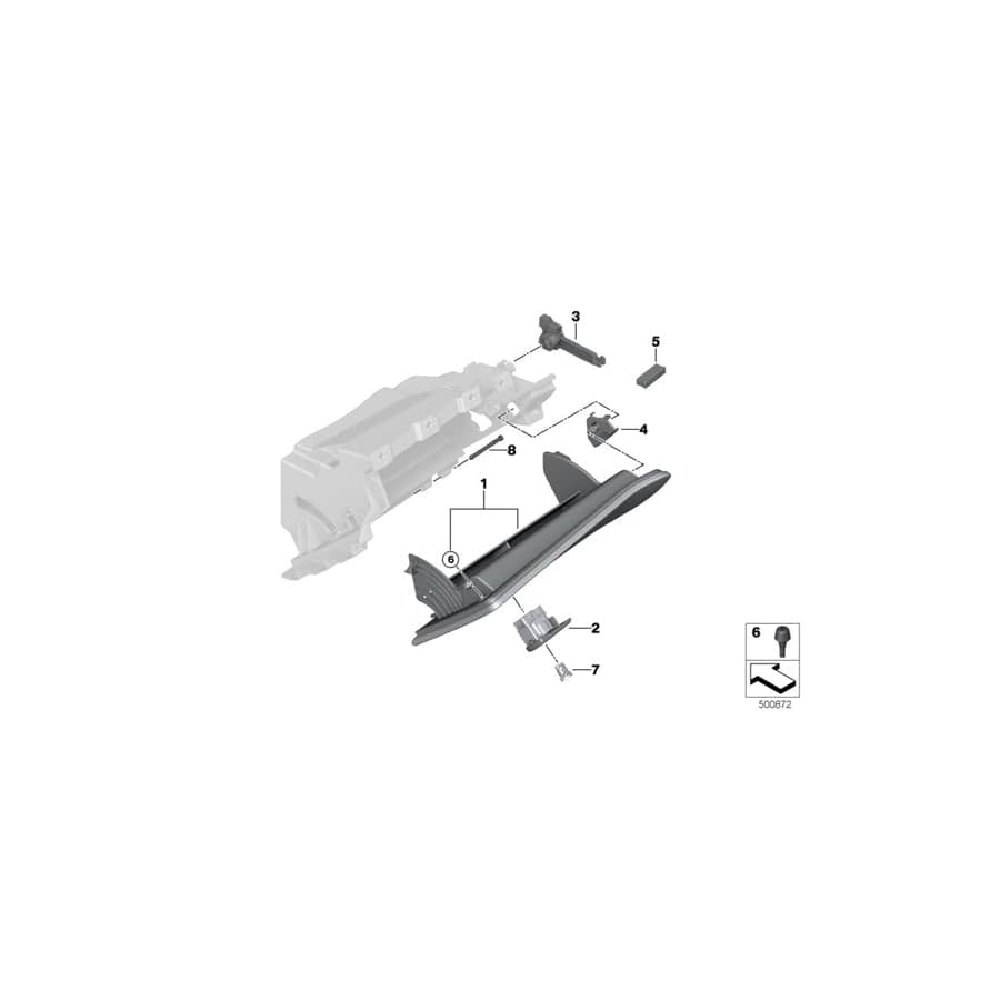 Genuine BMW 51167948434 G20 G21 Opener For Glove Compartment COGNAC (Inc. 320iX, 330i & 320d)
