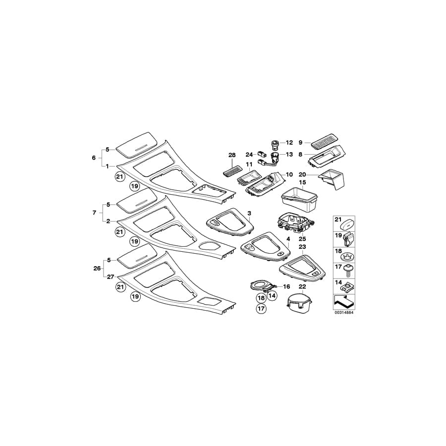 Genuine BMW 51166970137 E90 E91 Cover Center Console TITAN 90 (Inc. 335d, 330d & 316i)