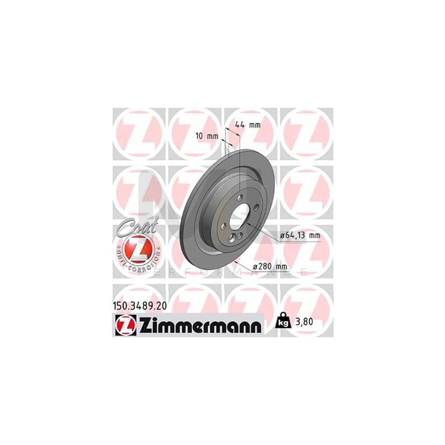 ZIMMERMANN COAT Z 150.3489.20 Brake Disc Solid, Coated, High-carbon - 1 piece