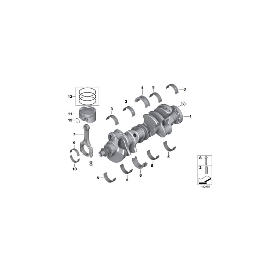 Genuine BMW 11217933646 G06 G07 G16 Guide-Bearing Shell Green 65,00mm (Inc. M850iX, 750iX & X7 50iX)