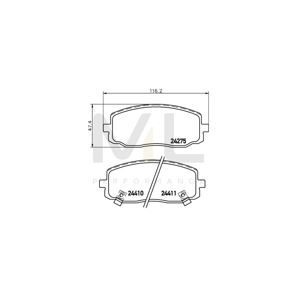 Hella 8DB 355 006-571 Brake Pad Set With Acoustic Wear Warning, With Accessories | ML Performance Car Parts