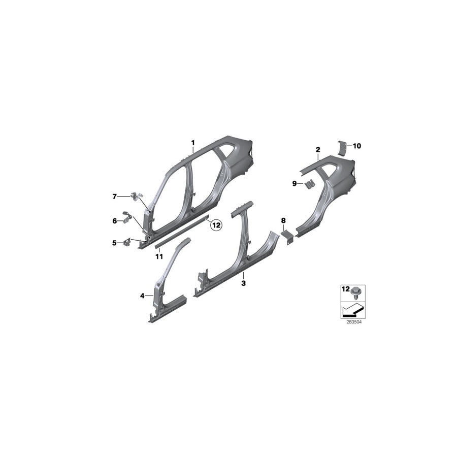 Genuine BMW 41217275586 E84 Reinforcement Plate, C-Pillar, Left (Inc. X1 18d, X1 28iX & X1 25iX)