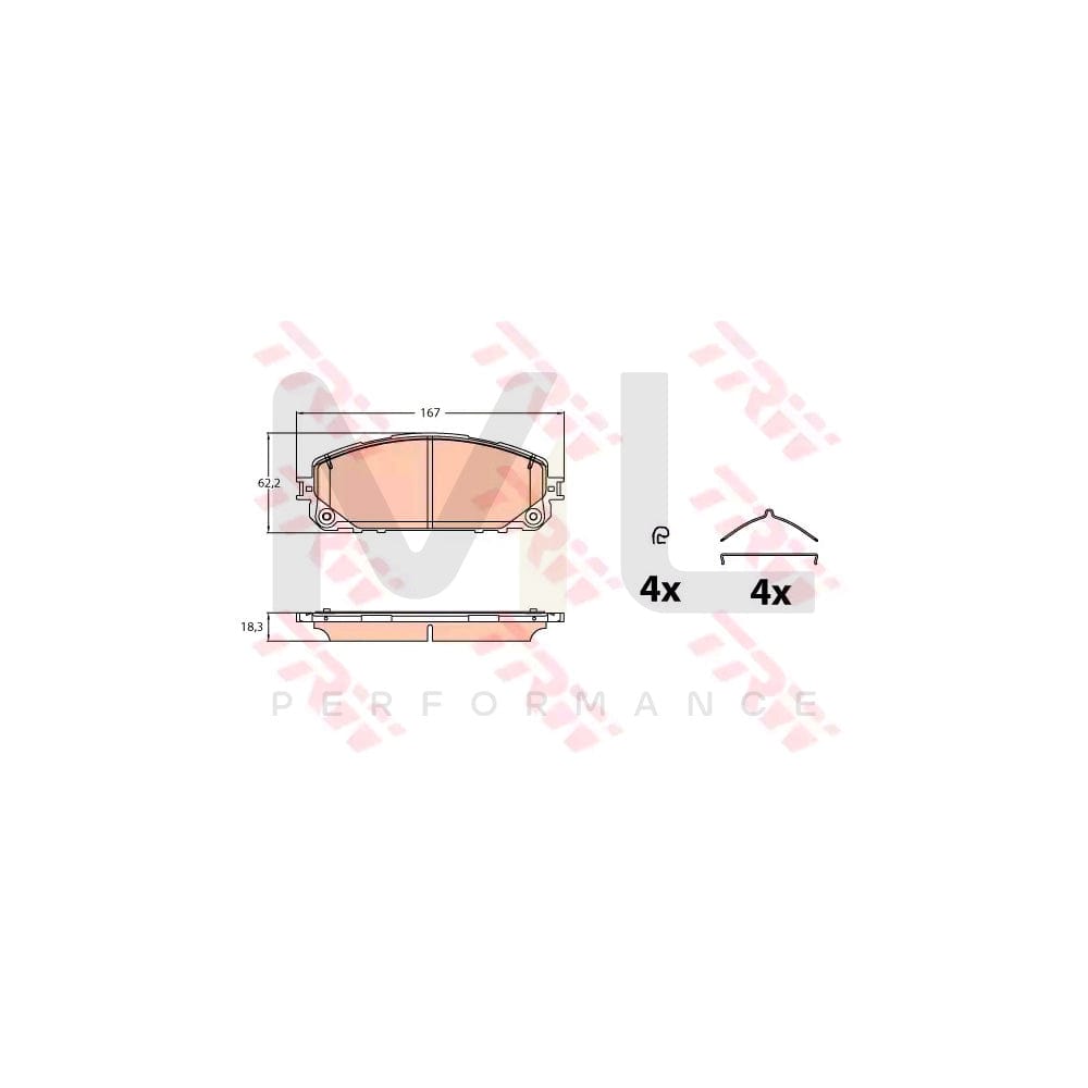 TRW Gdb2142 Brake Pad Set For Jeep Cherokee V (Kl) Not Prepared For Wear Indicator, With Accessories