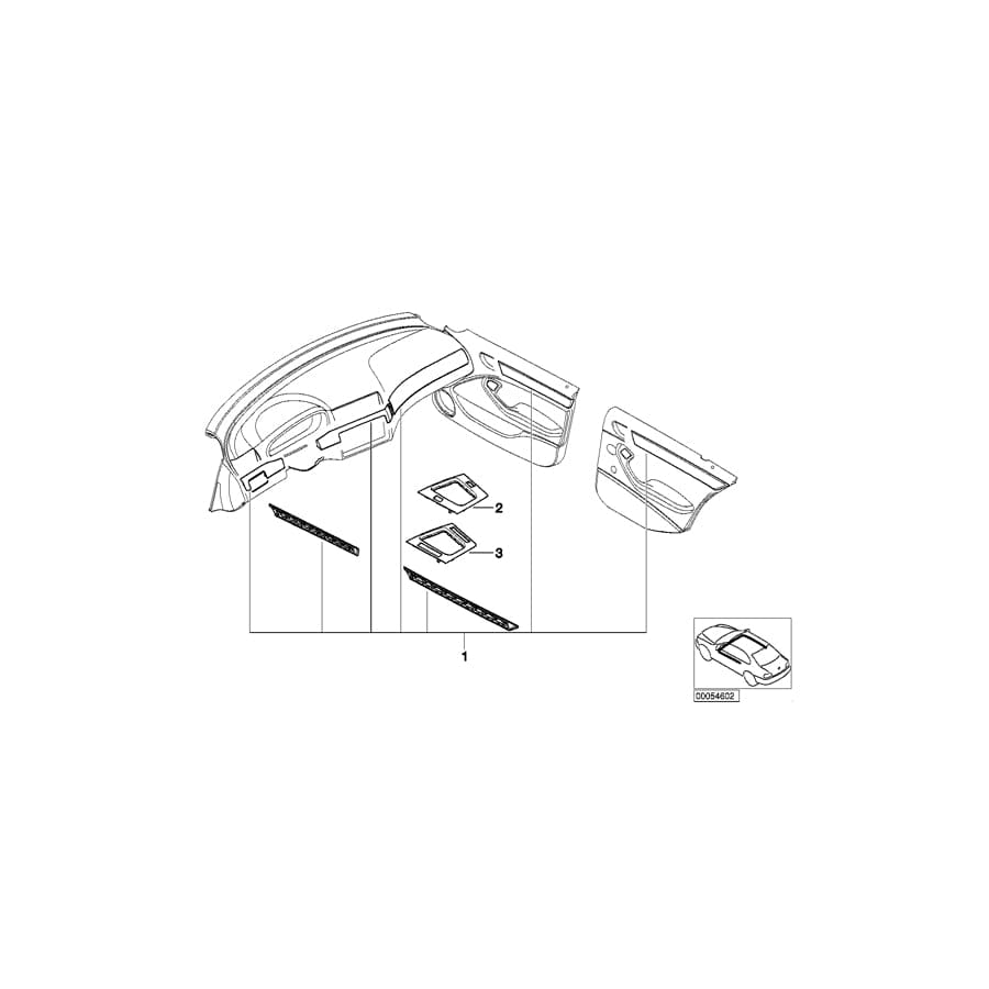Genuine BMW 51167896086 E46 Bottom Panel, Storage Partition, Alumin. SILVER CUBE (Inc. 325ti, 325xi & 330xd)