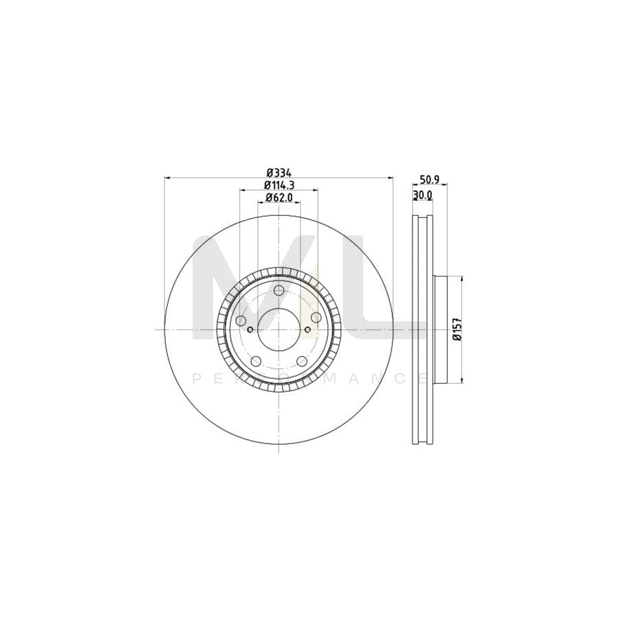 HELLA PRO High Carbon 8DD 355 129-831 Brake Disc Externally Vented, Coated, High-carbon, without wheel hub, without wheel studs | ML Performance Car Parts