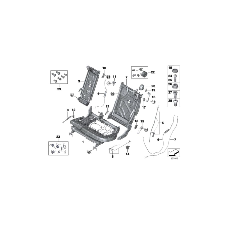 Genuine BMW 52207385401 F15 Backrest Frame, Comfort, Left (Inc. X5)