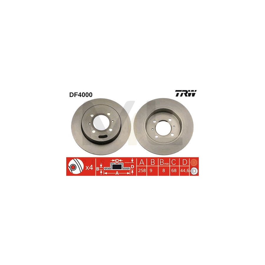 TRW DF4000 Brake Disc Solid, Painted - 1 piece