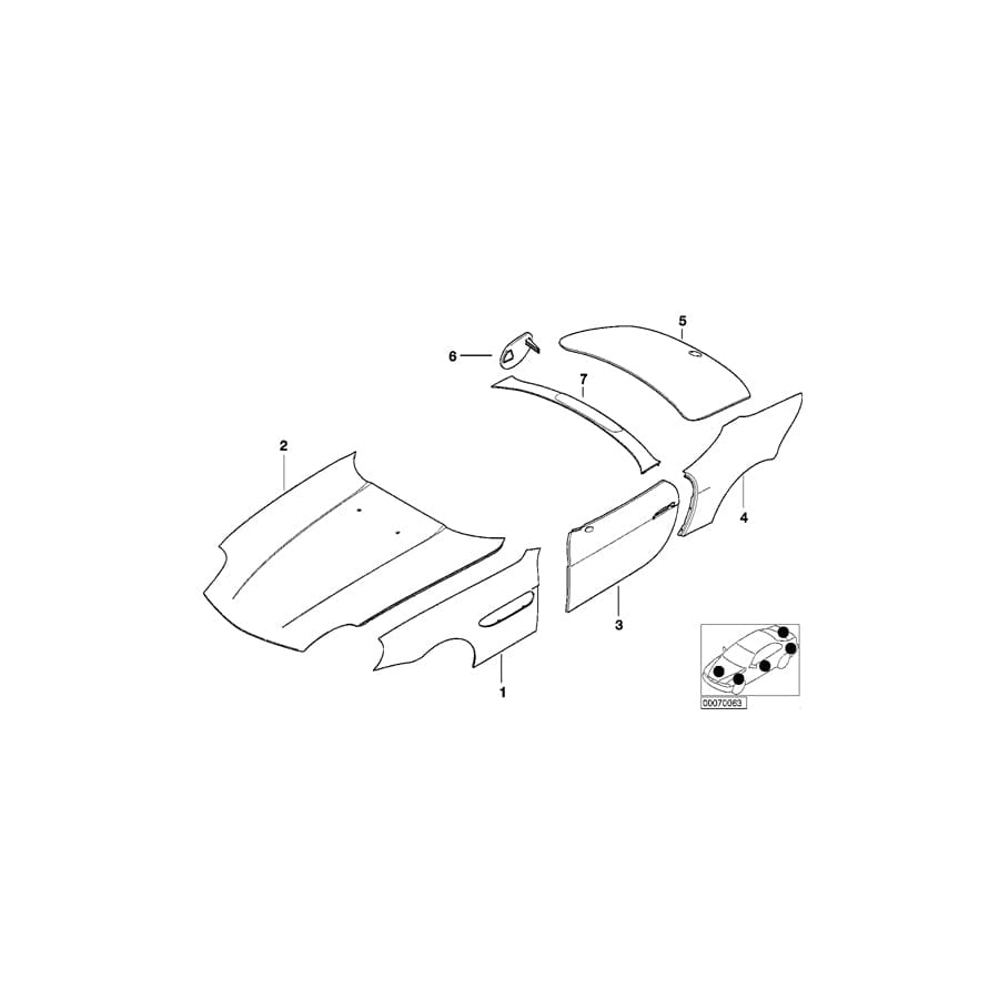 Genuine BMW 41357011670 E52 Side Panel, Front Right (Inc. Alpina V8 & Z8)