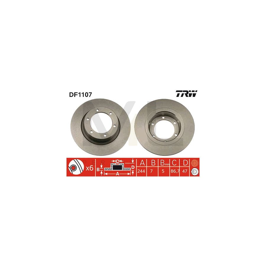 TRW DF1107 Brake Disc Solid, Painted - 1 piece