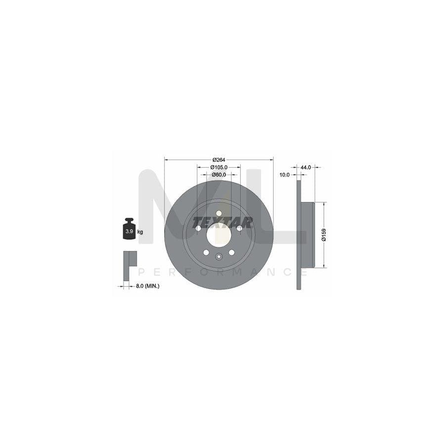 TEXTAR PRO 92275303 Brake Disc Solid, Coated, without wheel hub, without wheel studs - 1 piece