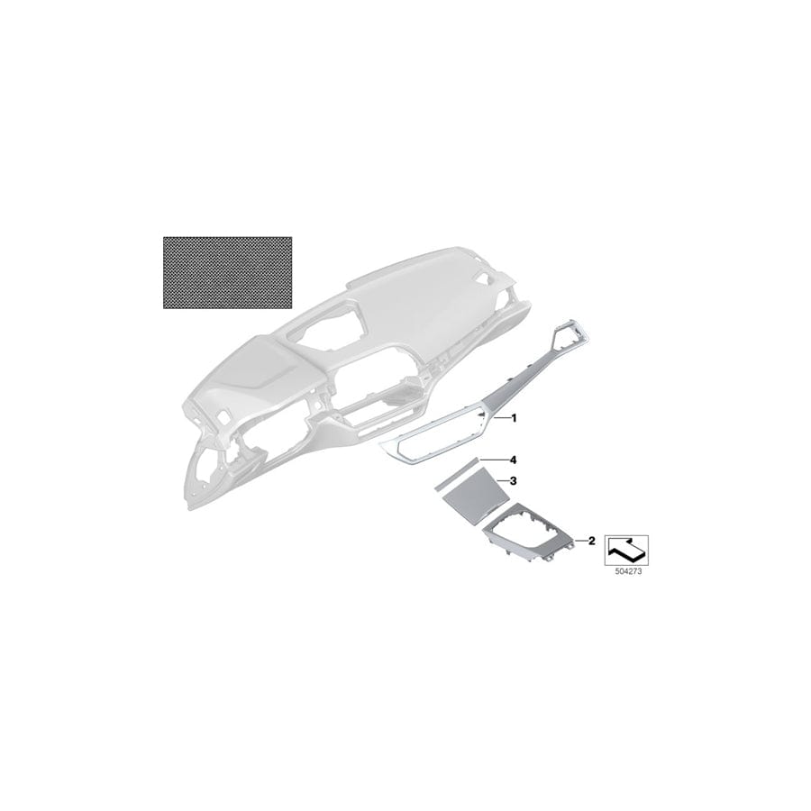 Genuine BMW 51167993093 G20 G21 Trim, Cup Holder, Aluminum Mesh (Inc. 330iX, M340i & 320d)