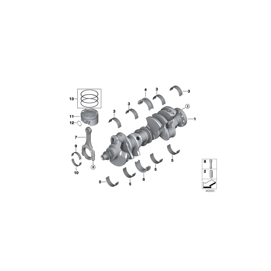 Genuine BMW 11218655142 G12 G30 G14 Guide Bearing Shell Violet 65,00mm (Inc. M850iX, Alpina B7 & 750iX)