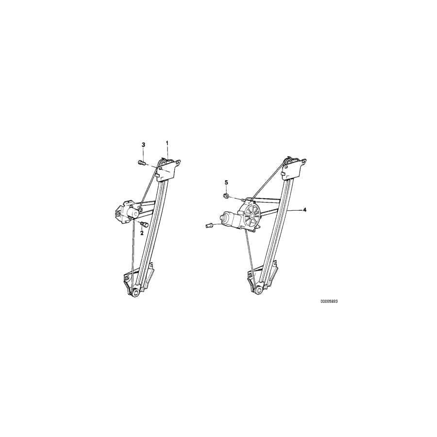 Genuine BMW 51341935636 E30 Window Lifter Rear Right (Inc. M3, 325i & 318i)