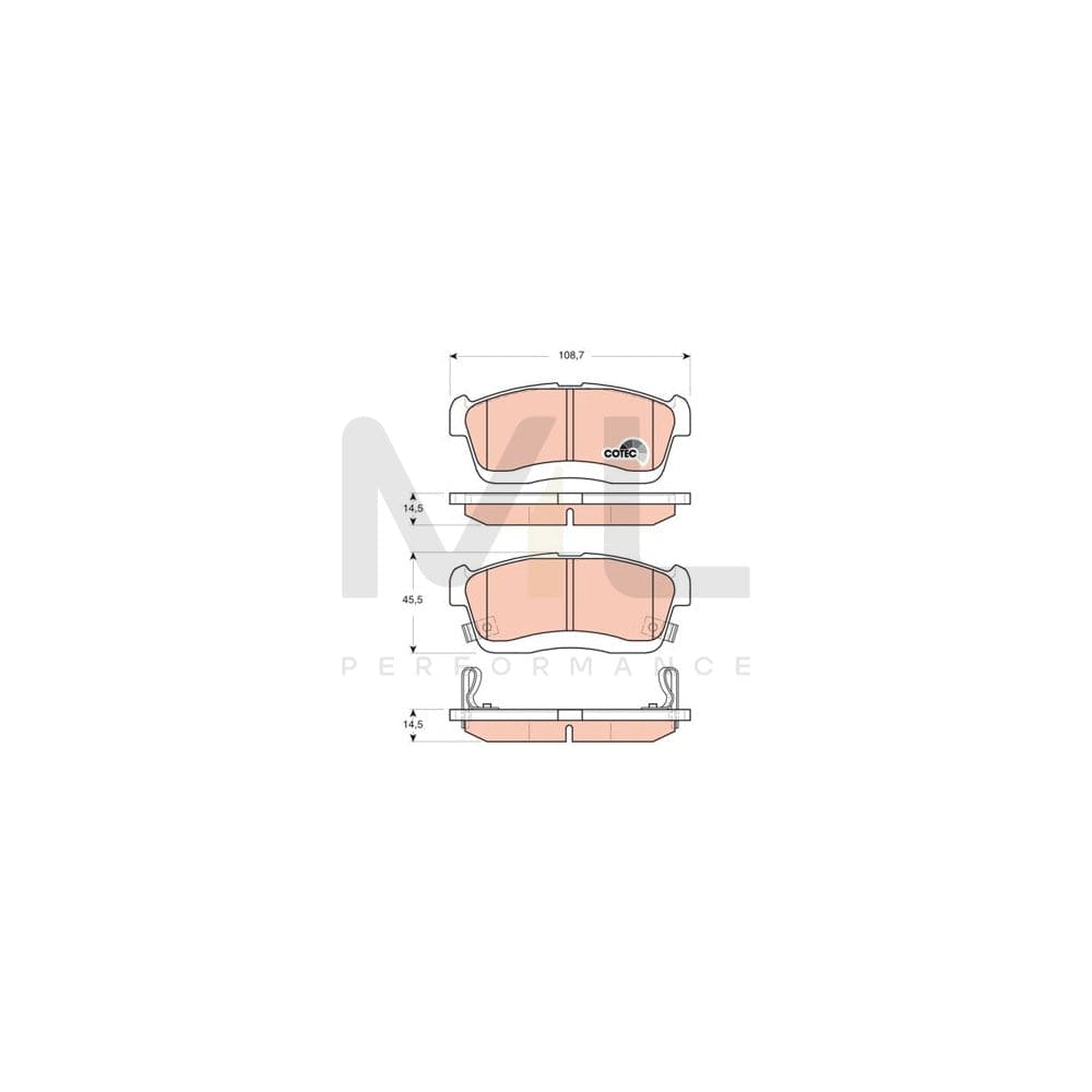 TRW Cotec Gdb3430 Brake Pad Set With Acoustic Wear Warning, With Accessories