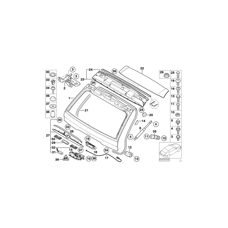 Genuine BMW 41627006121 E53 Hinge, Trunk Lid, Top Left (Inc. X5 4.4i, X5 3.0i & X5 4.8is)