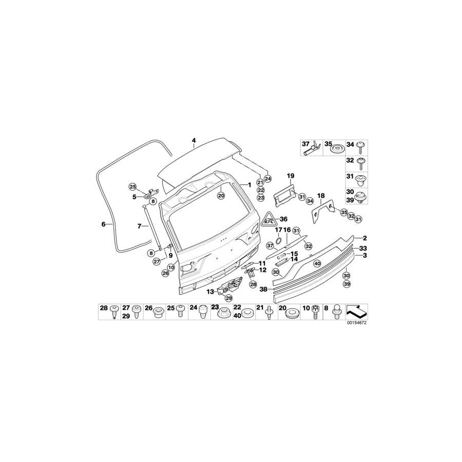 Genuine BMW 41623422368 E83 Right Trunk Lid Hinge (Inc. X3 1.8d, X3 2.5si & X3 2.5i)